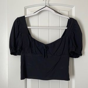 UO Black crop top with puffy sleeves